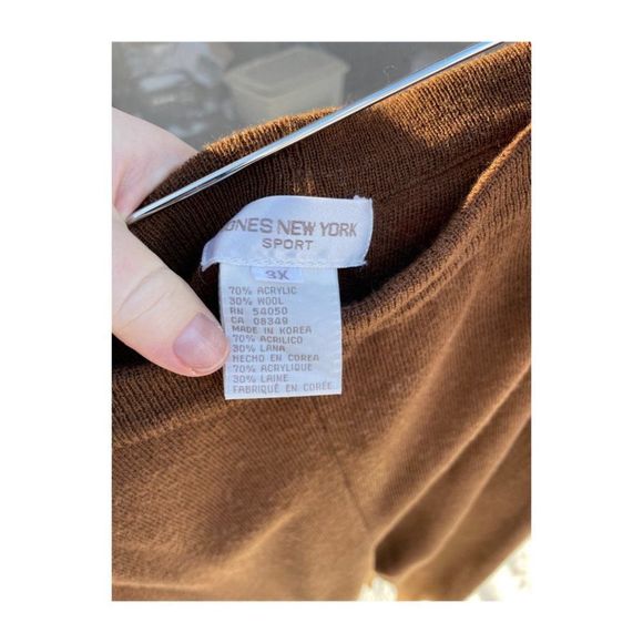 90s Jones New York Sport High Waist Trousers Wide Leg Long Johns Rust-Brown Sz 3 - Picture 3 of 3